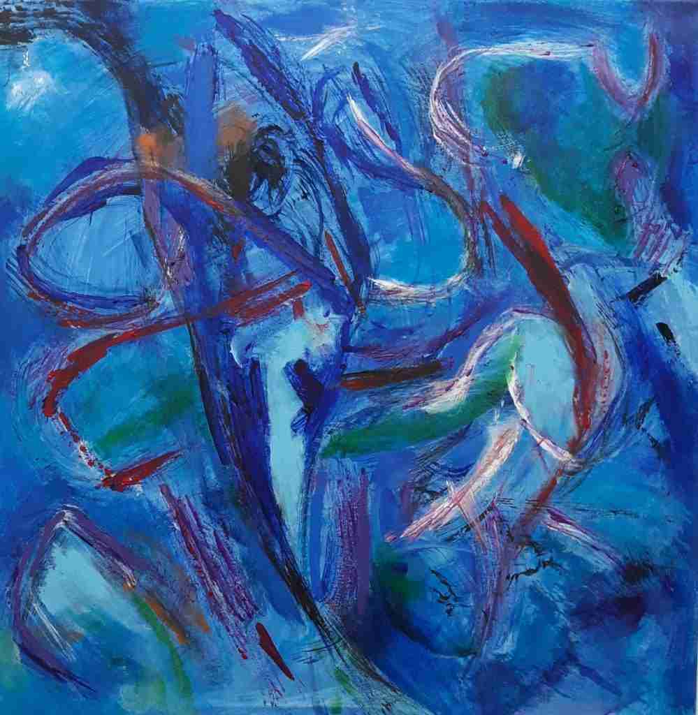 Due Cerchi, quadro astratto acrilico su tela 60×60 cm di Angela Cortese
