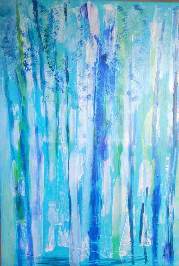 Direzioni, quadro astratto acrilico su tela 70 × 100 cm di Angela Cortese