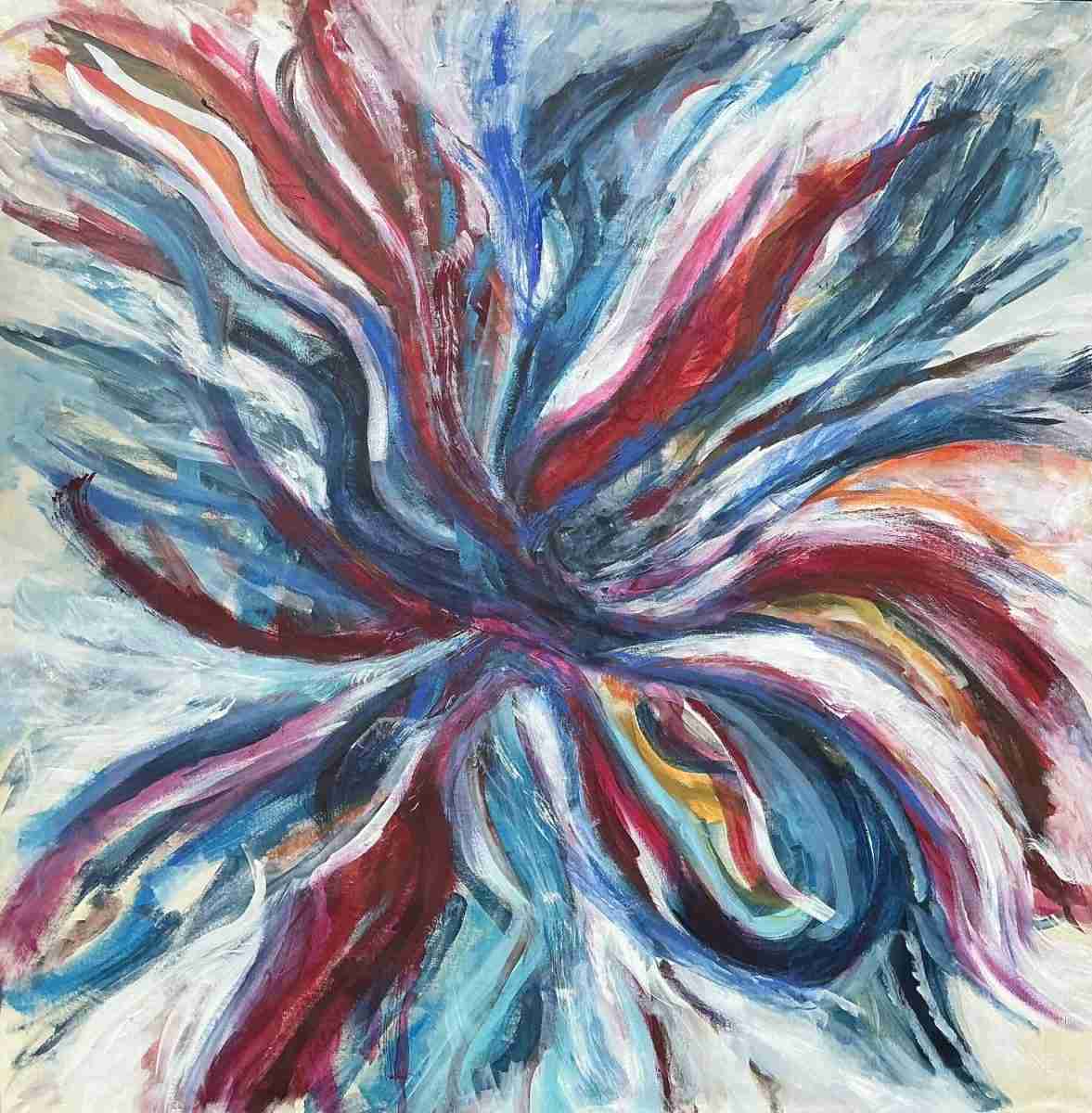 Matassa, quadro astratto in tecnica mista e acrilico su tela 100 × 100 cm di Angela Cortese