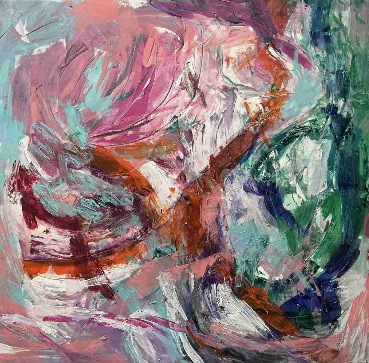 Introspezione, quadro astratto acrilico su tela 100 × 100 cm di Angela Cortese