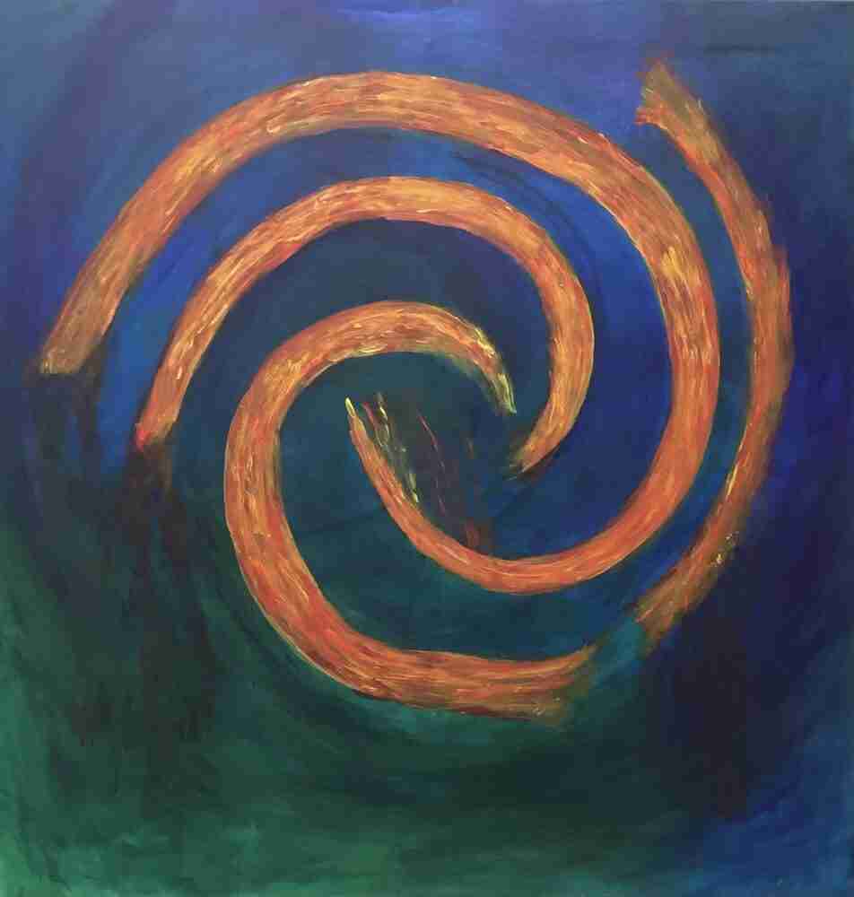 Pace in movimento, quadro astratto acrilico su tela 100 × 100 cm di Angela Cortese