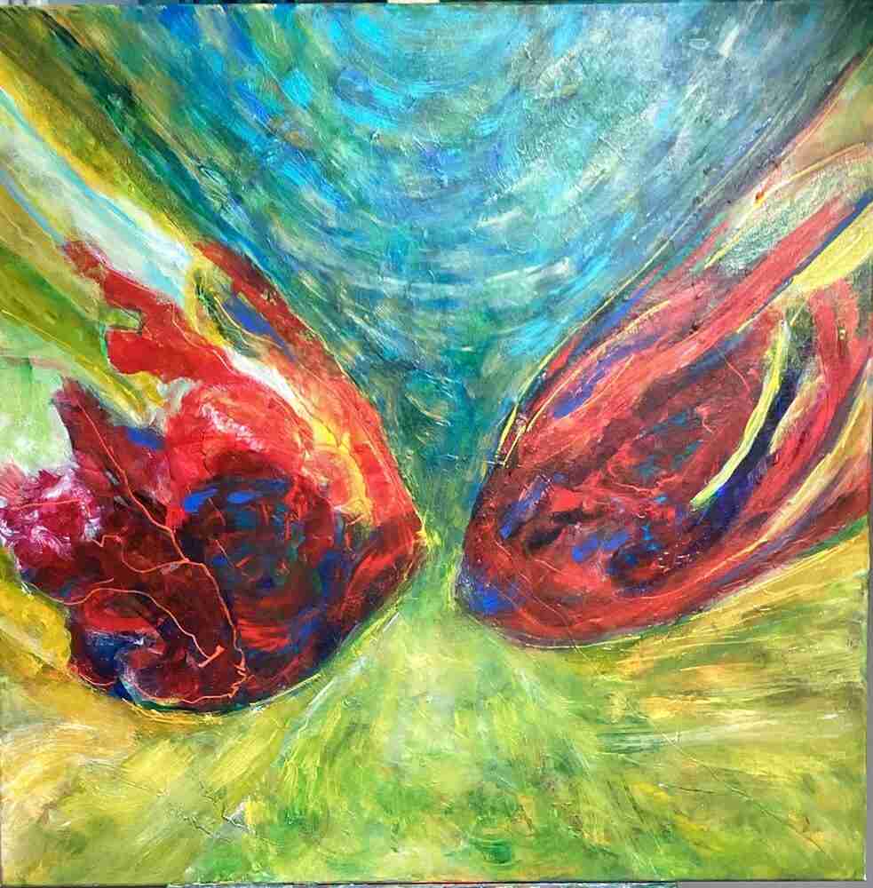 Resistenza, quadro astratto acrilico su tela 80×80 cm di Angela Cortese (2025)