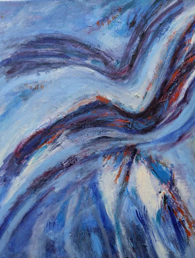 Geografia del flusso, quadro astratto acrilico su tela 50 x 40 cm di Angela Cortese