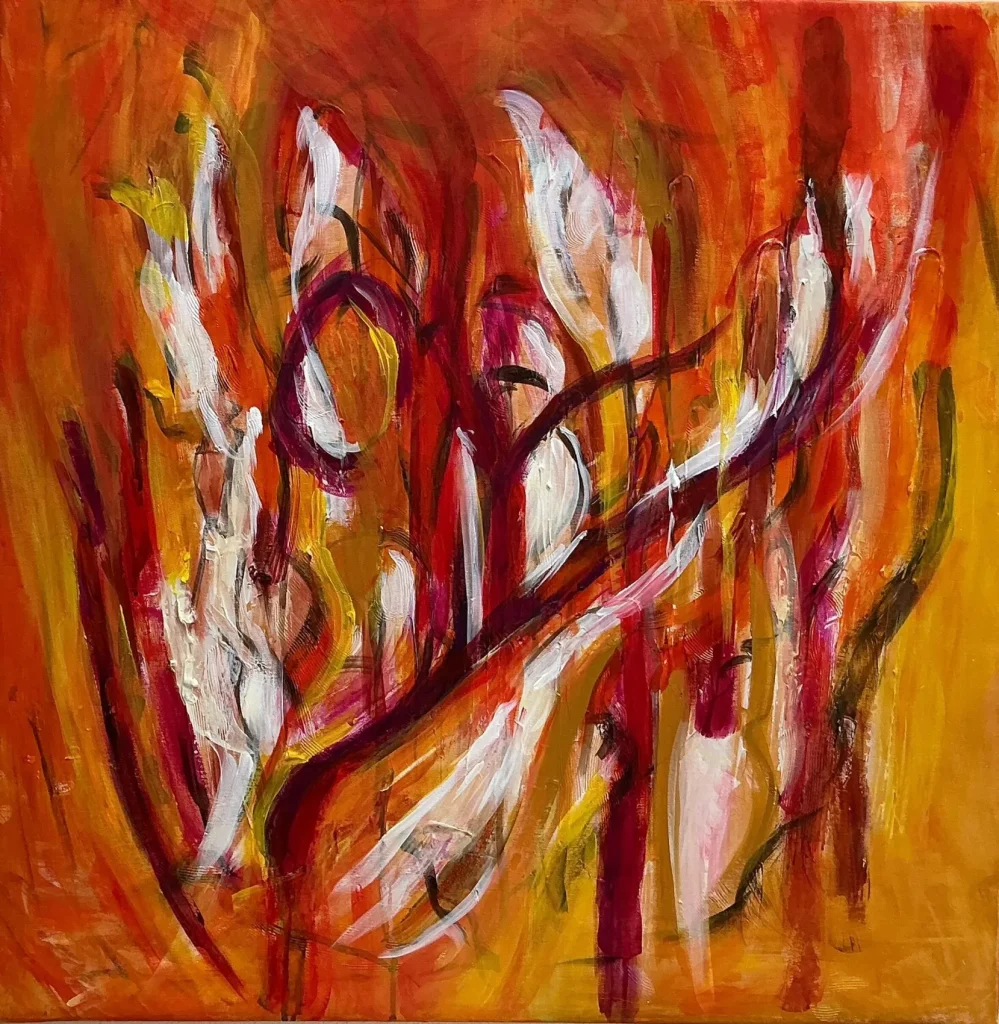 Affioramento, quadro astratto acrilico su tela 80 × 80 cm di Angela Cortese