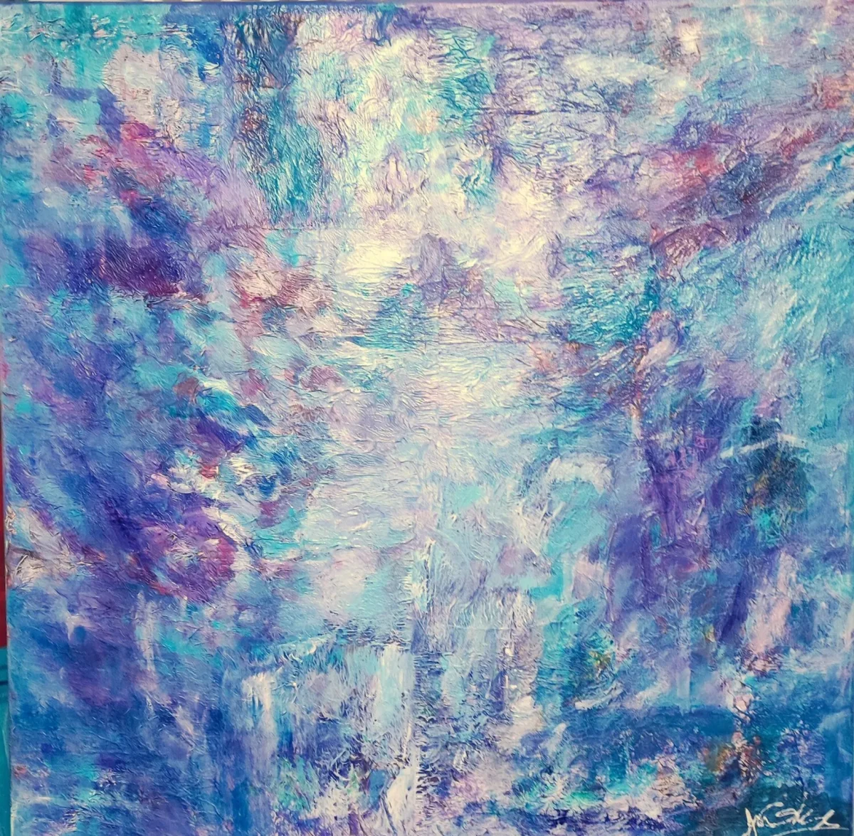 Dissonanza, quadro astratto acrilico su tela 80 × 80 cm di Angela Cortese