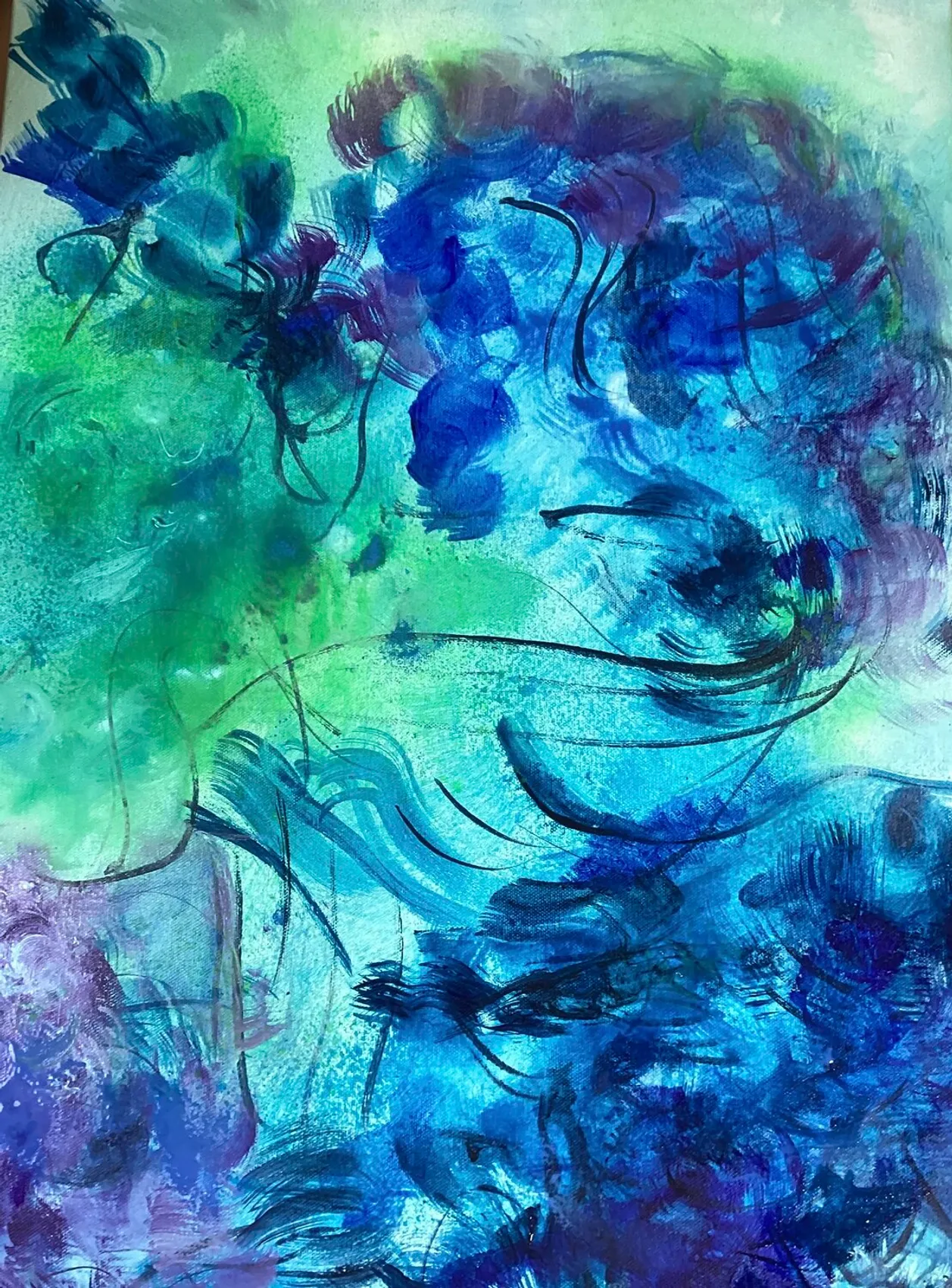 Leggerezza, quadro astratto tecnica mista e acrilico su tela 70 x 50 cm di Angela Cortese