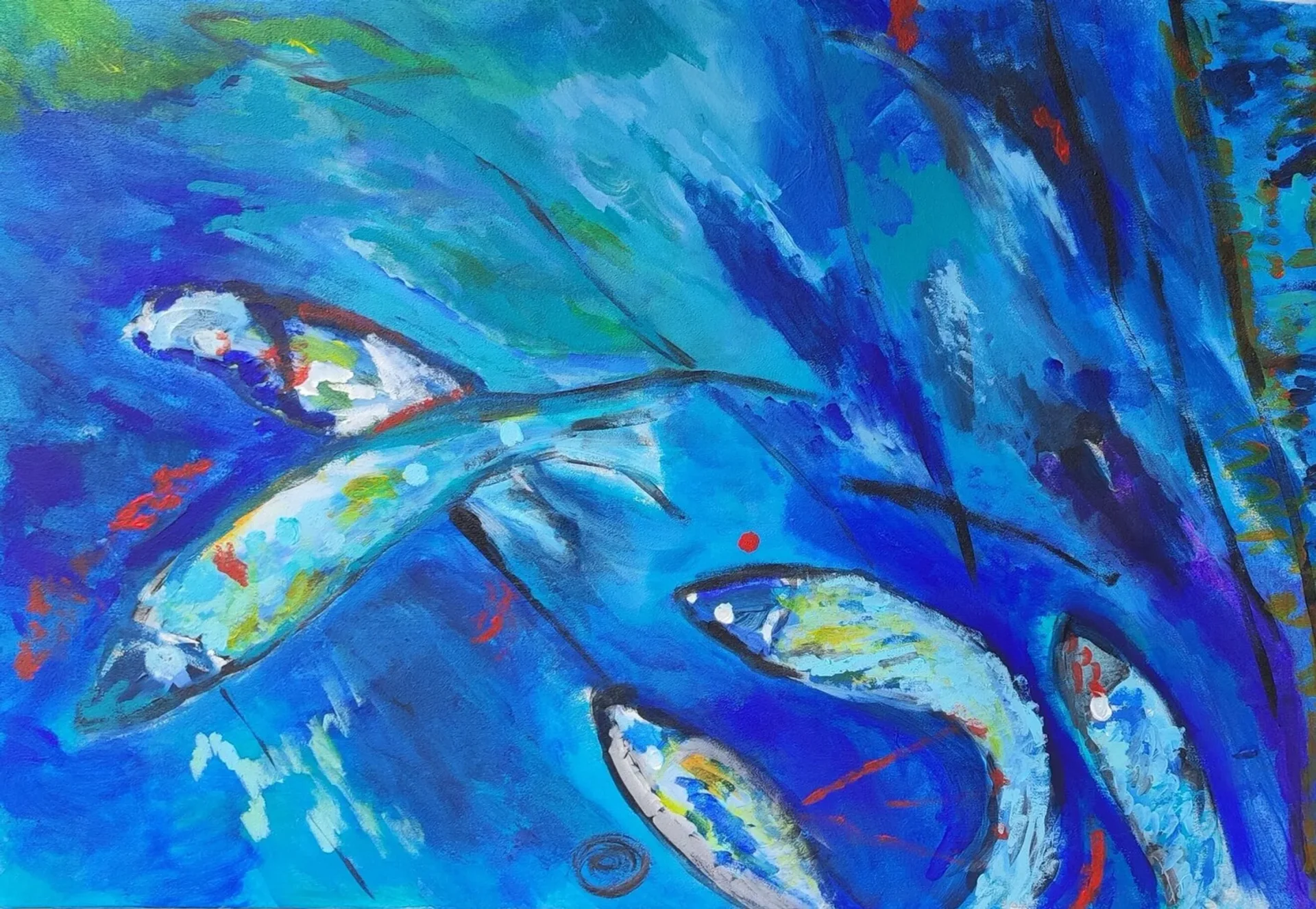 Trasparenze dimensionali, quadro astratto acrilico su tela 100 × 70 cm di Angela Cortese