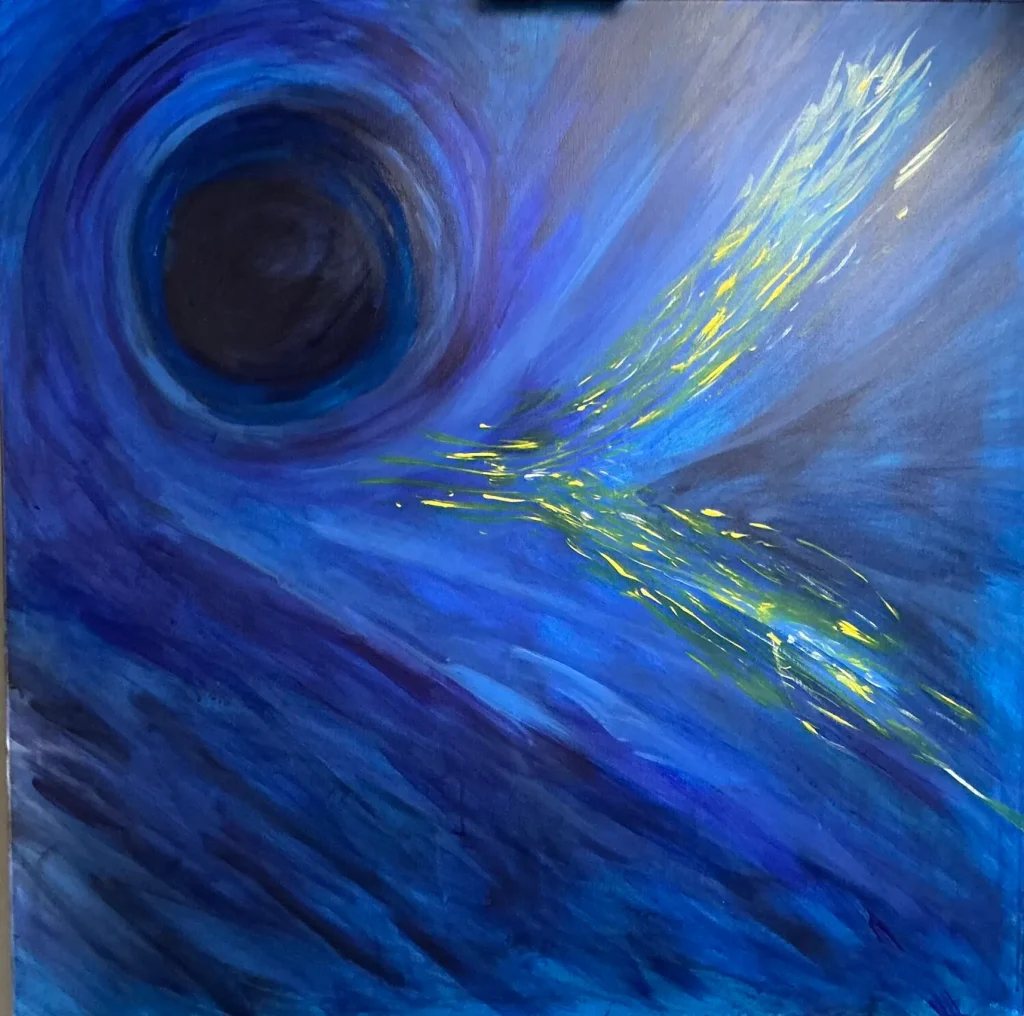 Vertigine del desiderio, quadro astratto acrilico su tela 100 × 100 cm di Angela Cortese