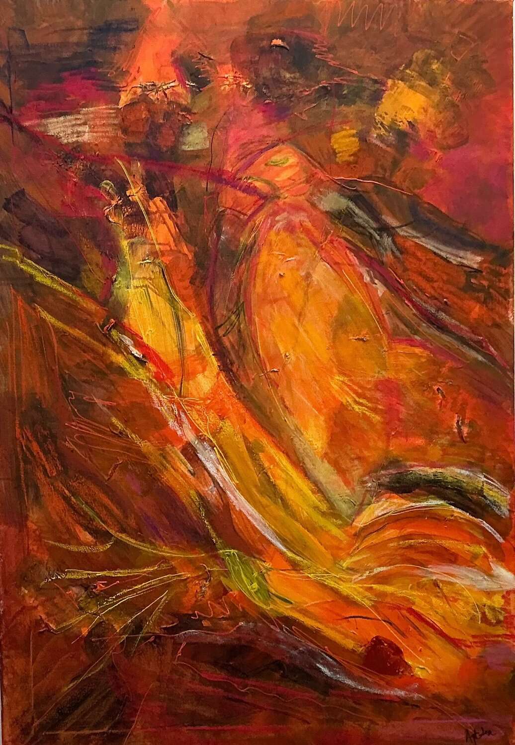 Appartenenza, quadro astratto acrilico su tela 100 x 70 cm di Angela Cortese