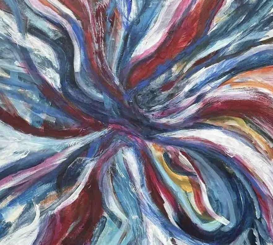Matassa, quadro astratto in tecnica mista e acrilico su tela 100 × 100 cm di Angela Cortese