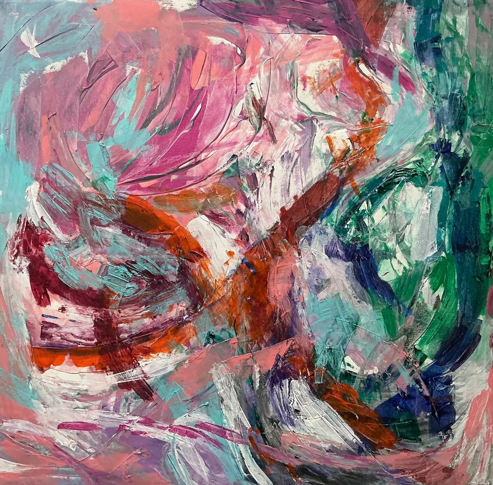 Introspezione, quadro astratto acrilico su tela 100 x 100 cm di Angela Cortese