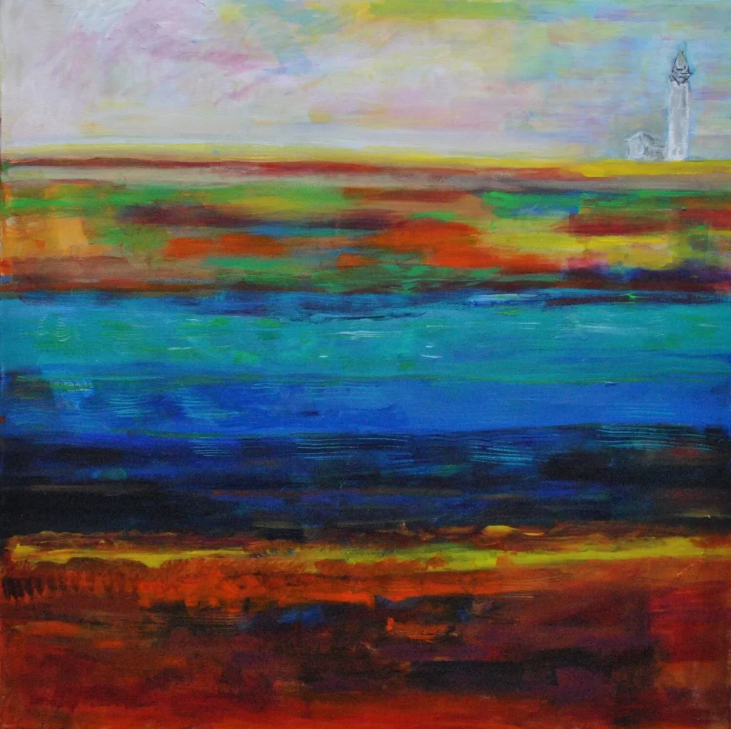 Tra terra e cielo, quadro astratto acrilico su tela 100 x 100 cm di Angela Cortese