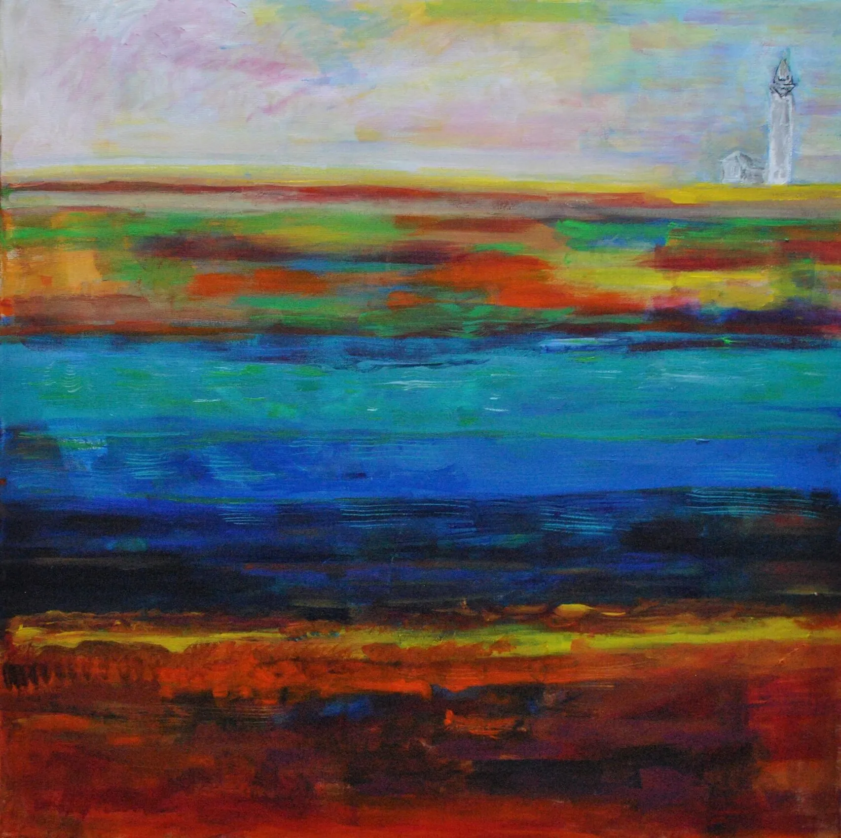 Tra terra e cielo, quadro astratto acrilico su tela 100 x 100 cm di Angela Cortese