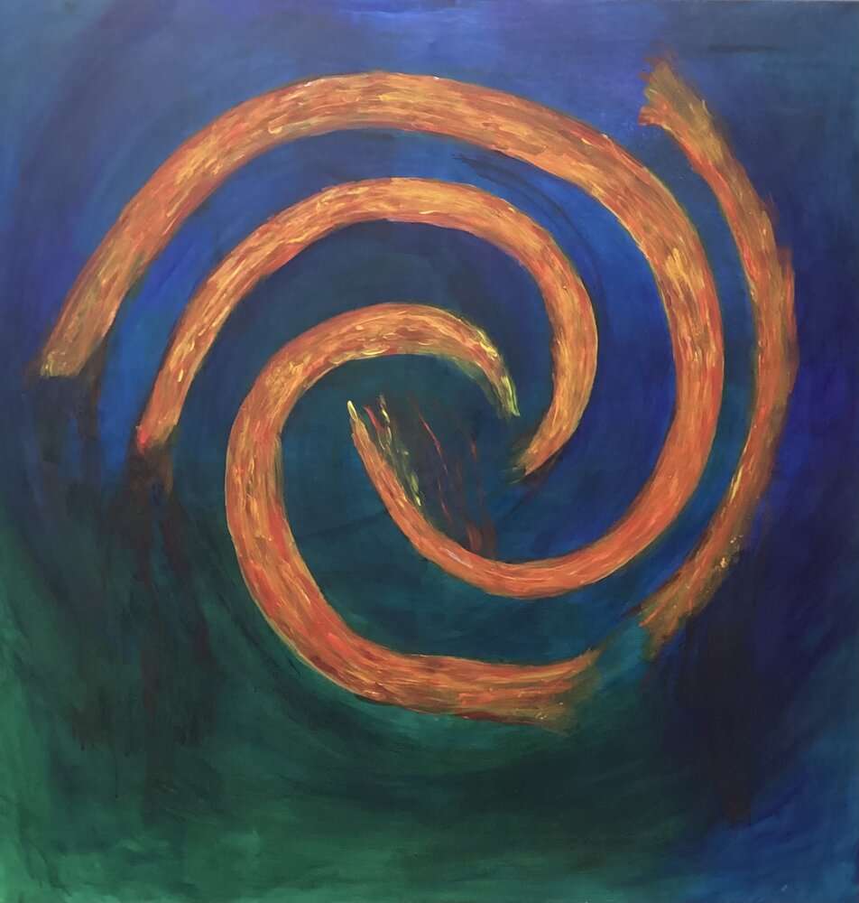 Pace in movimento, quadro astratto acrilico su tela 100 × 100 cm di Angela Cortese