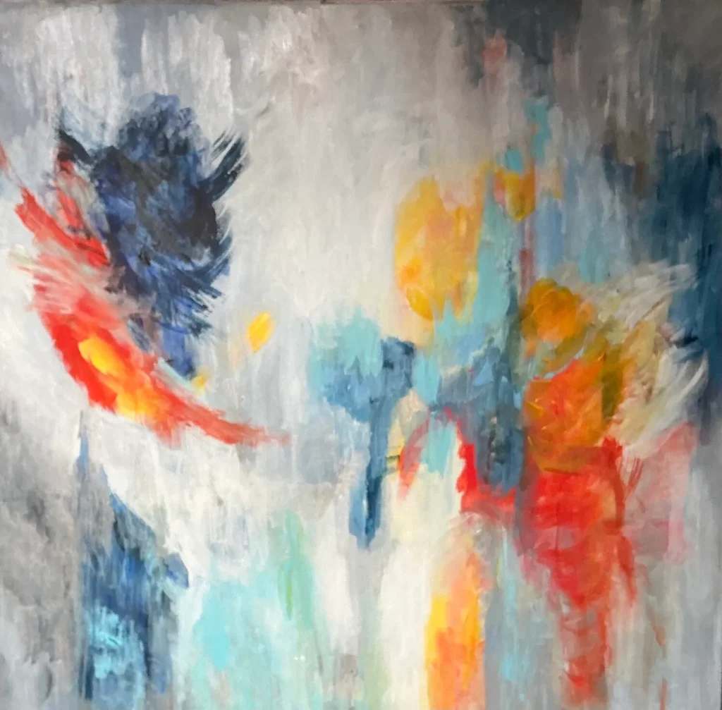 Silenzio, quadro astratto acrilico su tela 80 × 80 cm di Angela Cortese