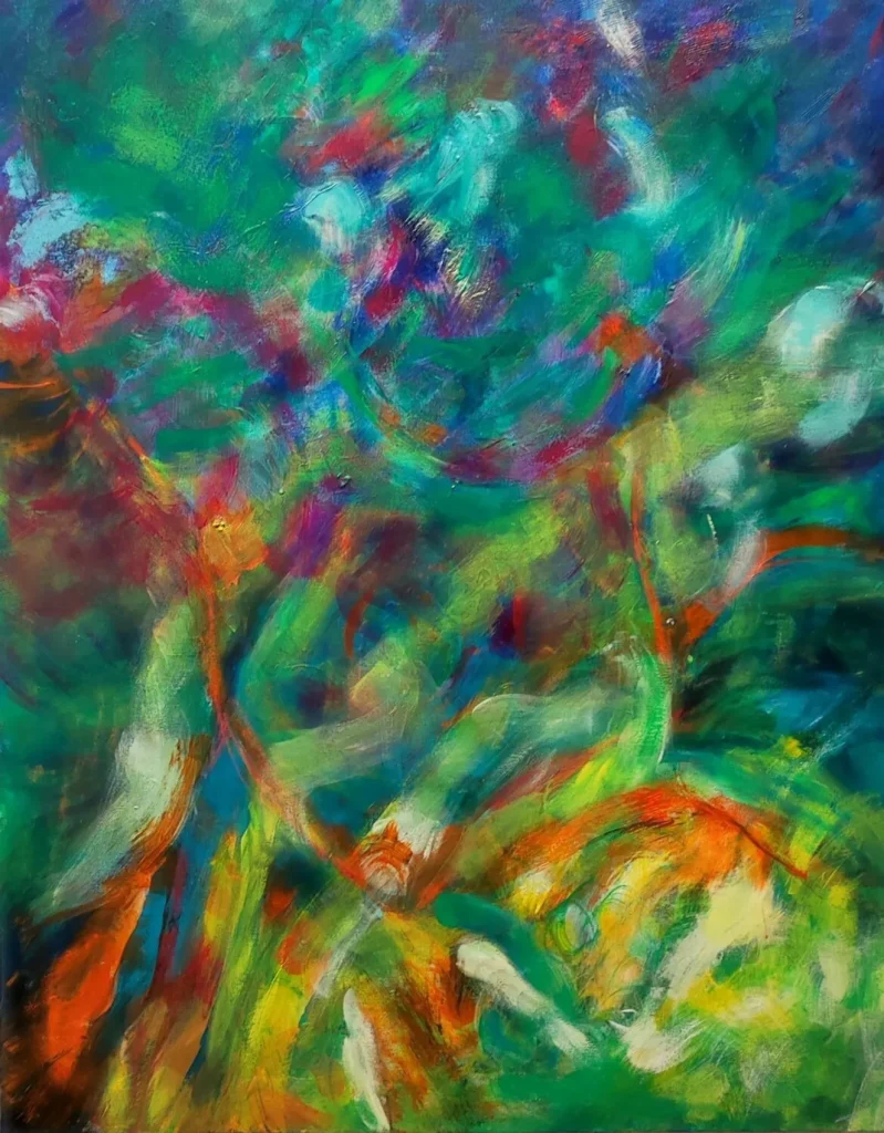 Trasparenze, quadro astratto acrilico su tela 100 x 70 cm di Angela Cortese