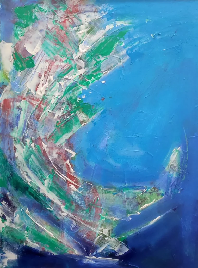 Il potere dell'acqua, quadro astratto acrilico su tela 70 x 50 cm di Angela Cortese