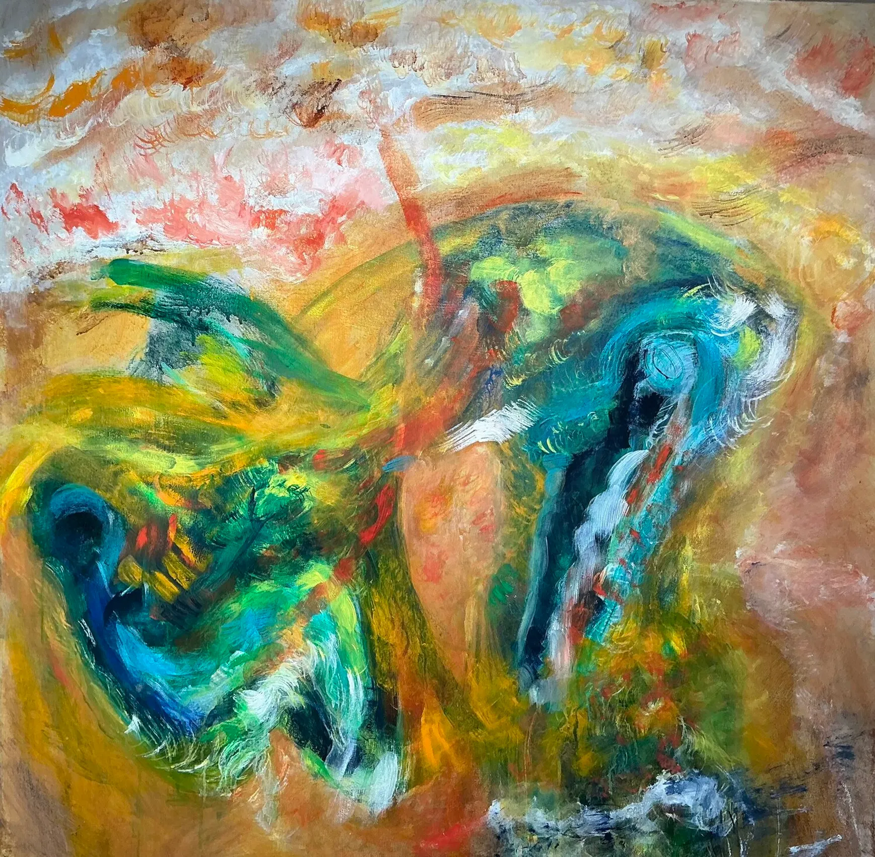 Rinascita, quadro astratto acrilico su tela 100 × 100 cm di Angela Cortese